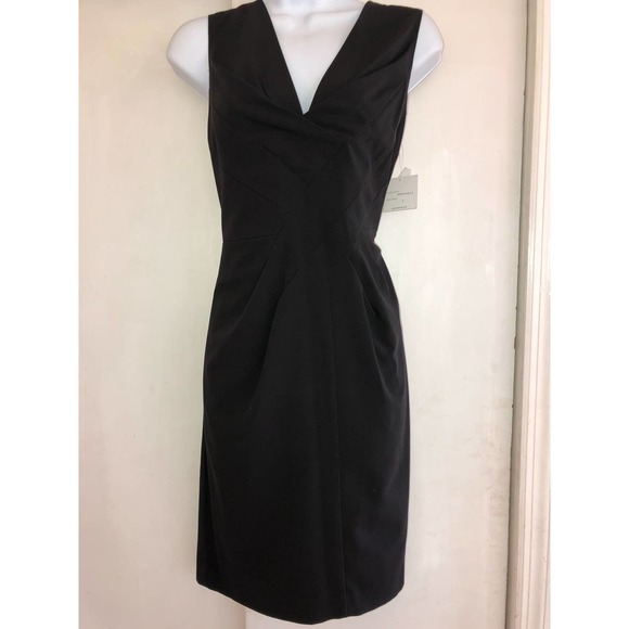 KENSIE Large Black Sleeveless Dress Slimming Cut Accentuated Waist NWT - Picture 1 of 7